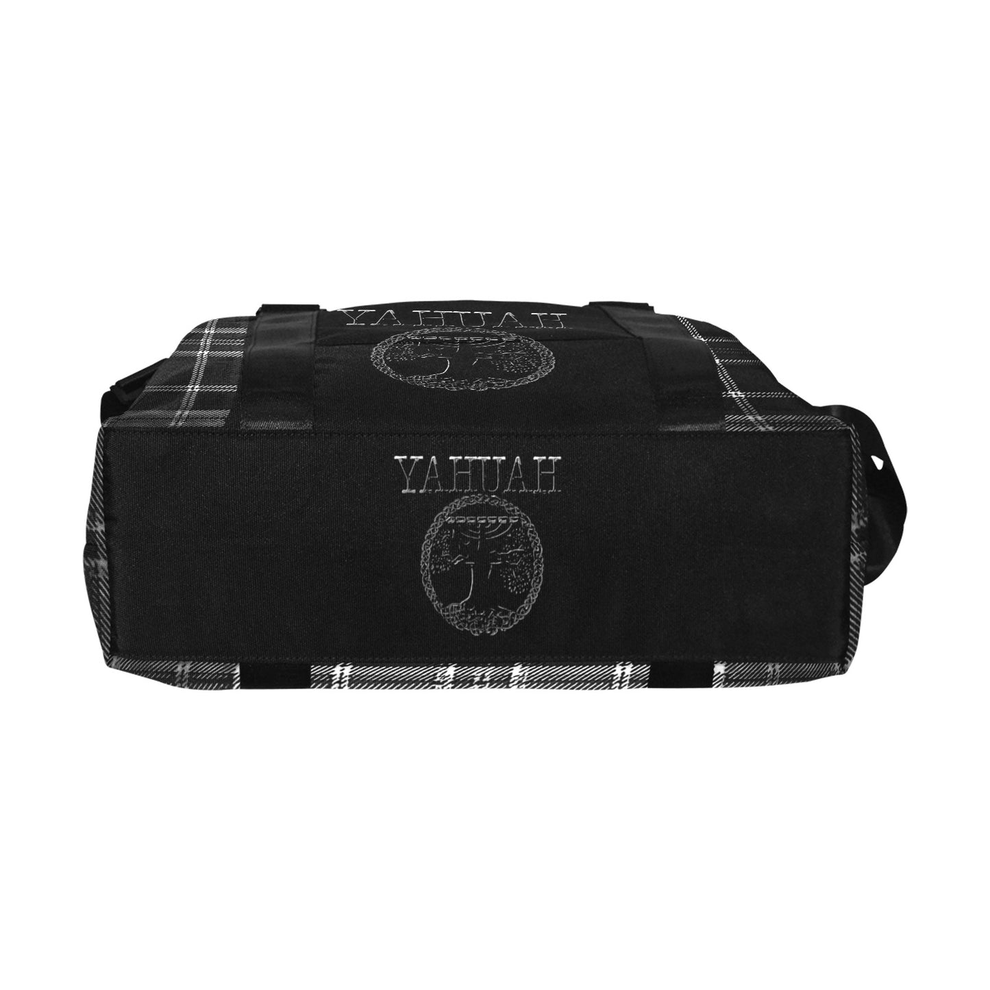 Yahuah-Tree of Life 02-04 + Digital Plaid 01-06A Large Capacity Duffle Bag