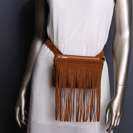 Vintage Tassel Waist Bag (Brown/Black)