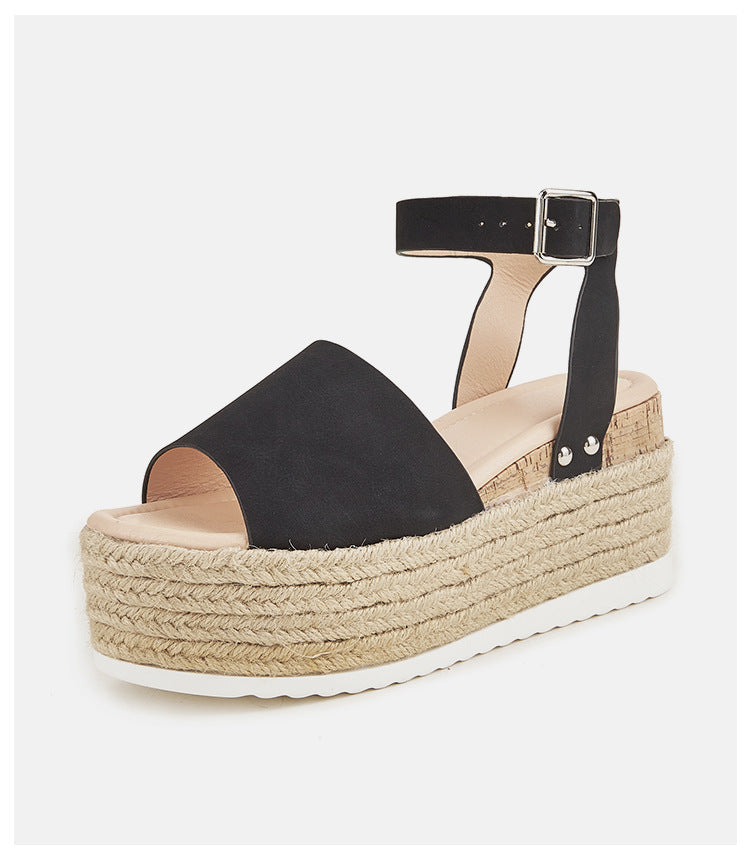 Hemp Rope Wedge Platform Sandals