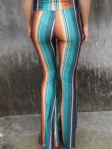 Pantalones bootcut de cintura alta a rayas multicolores