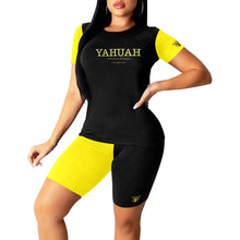 Cargar imagen en el visor de la galería, Yahuah-Name Above All Names 02-02 Conjunto de pantalones cortos de yoga de diseñador 