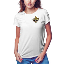 Cargar imagen en el visor de la galería, I AM HEBREW 02 Camiseta de jersey de algodón Pima de diseñador para mujer (negro/blanco) 