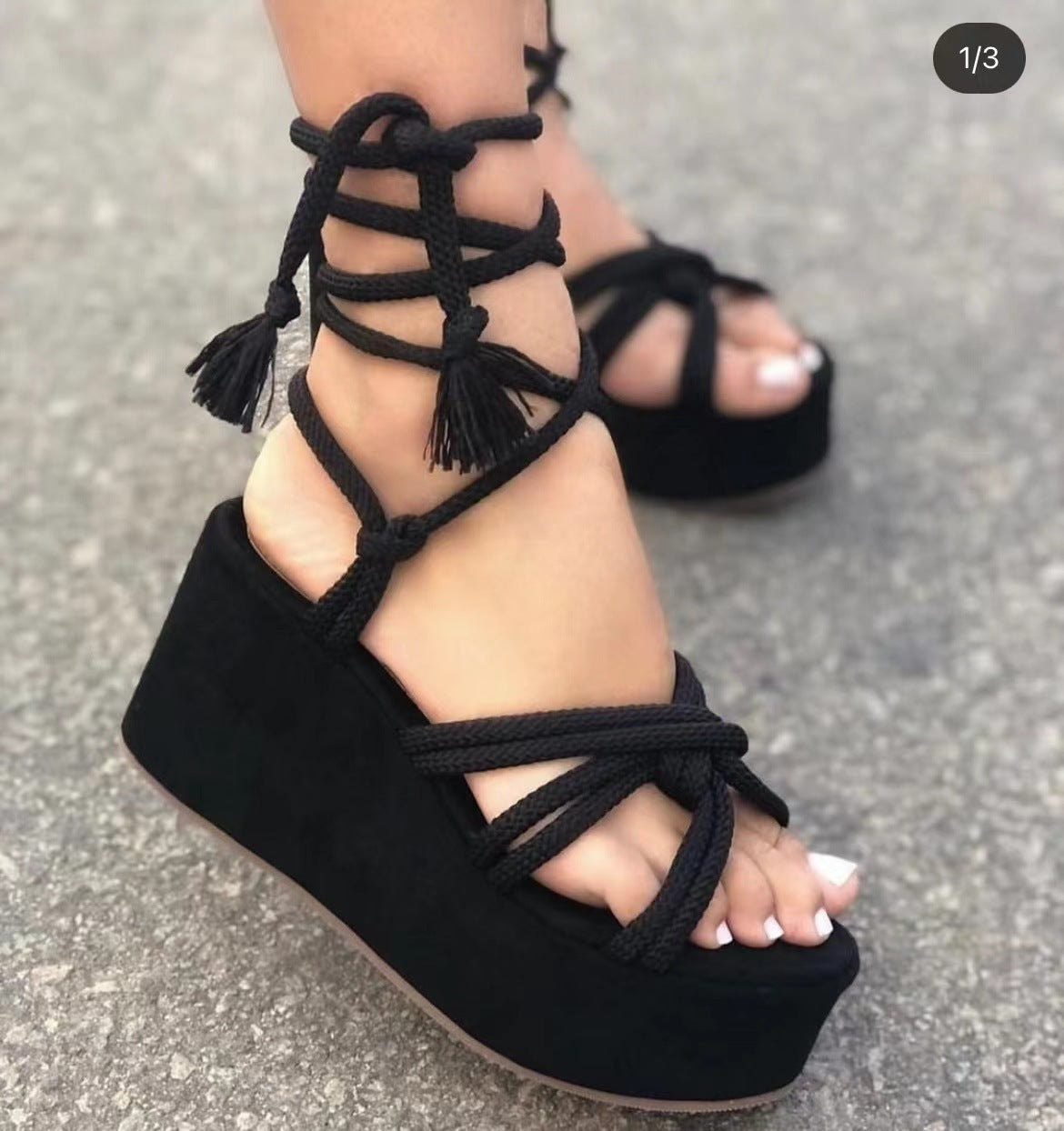 Lace Up Platform Wedge Sandals