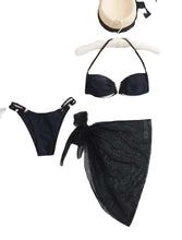 Cargar imagen en el visor de la galería, Bikini de tres piezas con cuello halter y cintura alta