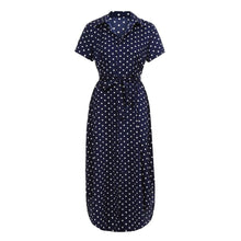 Load image into Gallery viewer, A-line Bohemian V Neck Bow Tie Polka-dot Dress
