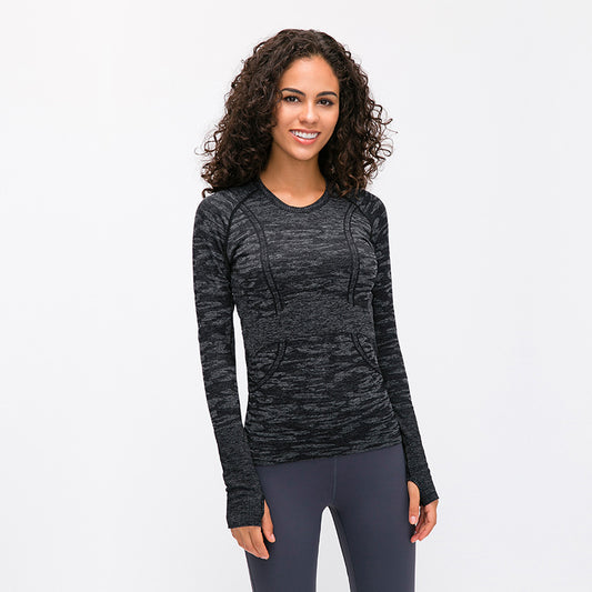 Round Neck Long Sleeve Lady Sports Shirt