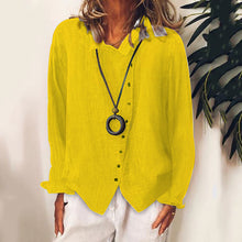 Cargar imagen en el visor de la galería, Blusa con botones de lino y algodón liso (5 colores)