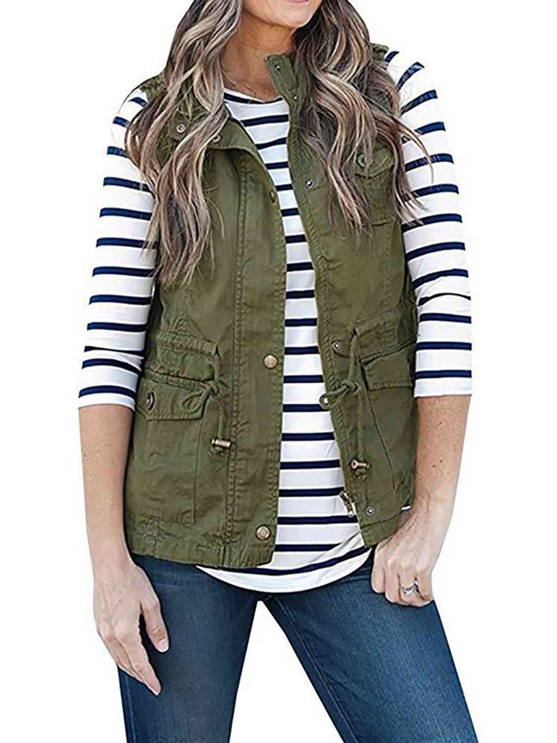 Drawstring Waist Vest with Pockets (4 colors)