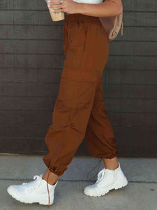 Pantalones deportivos con cordón y cintura alta y bolsillos (3 colores)
