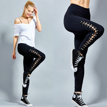 Load image into Gallery viewer, High Waist Lace Up Fitness Leggings