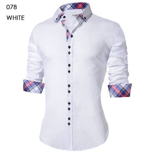 Camisa de vestir ajustada de manga larga (4 colores)