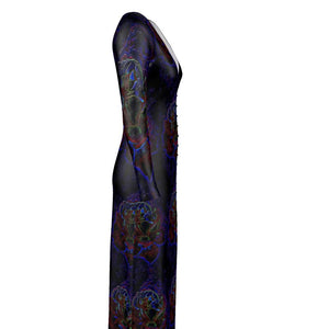Estampados florales: Vestido largo tipo cárdigan con cuello en V y diseño estampado Roses 01 