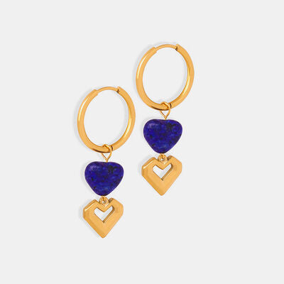 Heart Shaped Lapis Lazuli Dangle Earrings (2 colors)