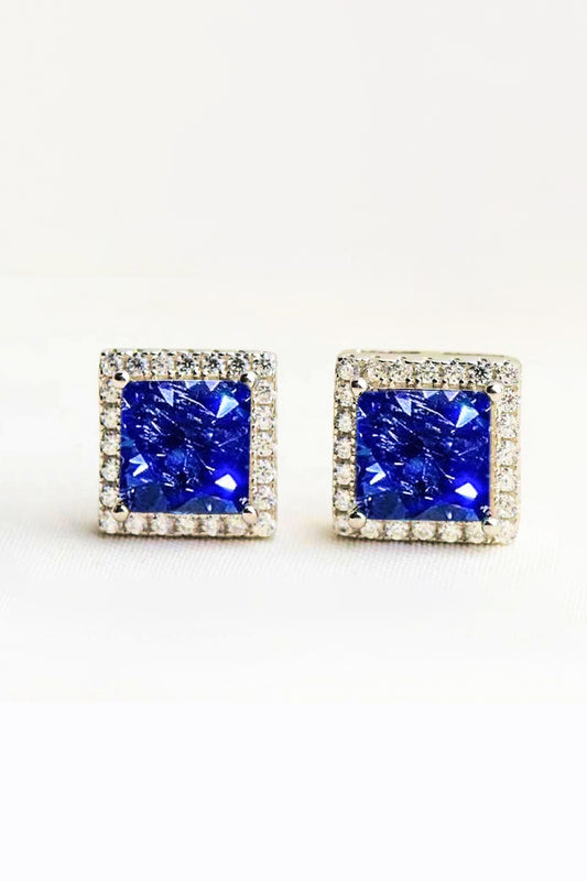 Square Shaped 925 Sterling Silver 4 Carat Moissanite Stud Earrings