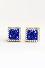 Load image into Gallery viewer, Square Shaped 925 Sterling Silver 4 Carat Moissanite Stud Earrings