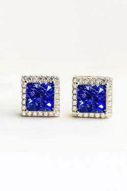 Square Shaped 925 Sterling Silver 4 Carat Moissanite Stud Earrings