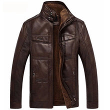 Load image into Gallery viewer, Mountainskin Faux Leather Male Jacket (Dark/Light Coffee Color)
