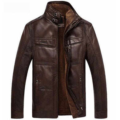 Mountainskin Faux Leather Male Jacket (Dark/Light Coffee Color)