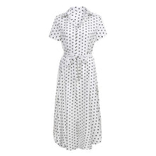 Load image into Gallery viewer, A-line Bohemian V Neck Bow Tie Polka-dot Dress