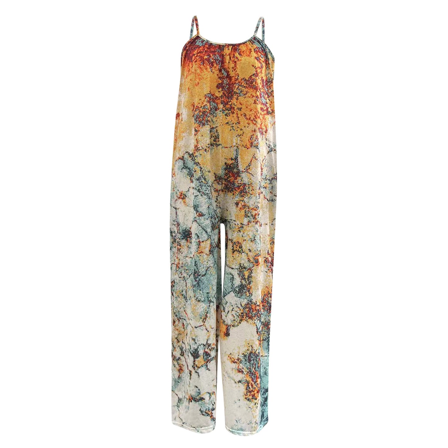 Tie Dye Loose Wide Leg Suspender Cami Jumpsuit