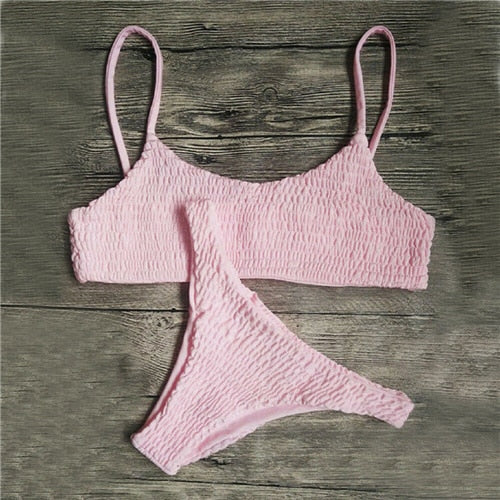 Pleated Triangle Bikini Set (8 colors)