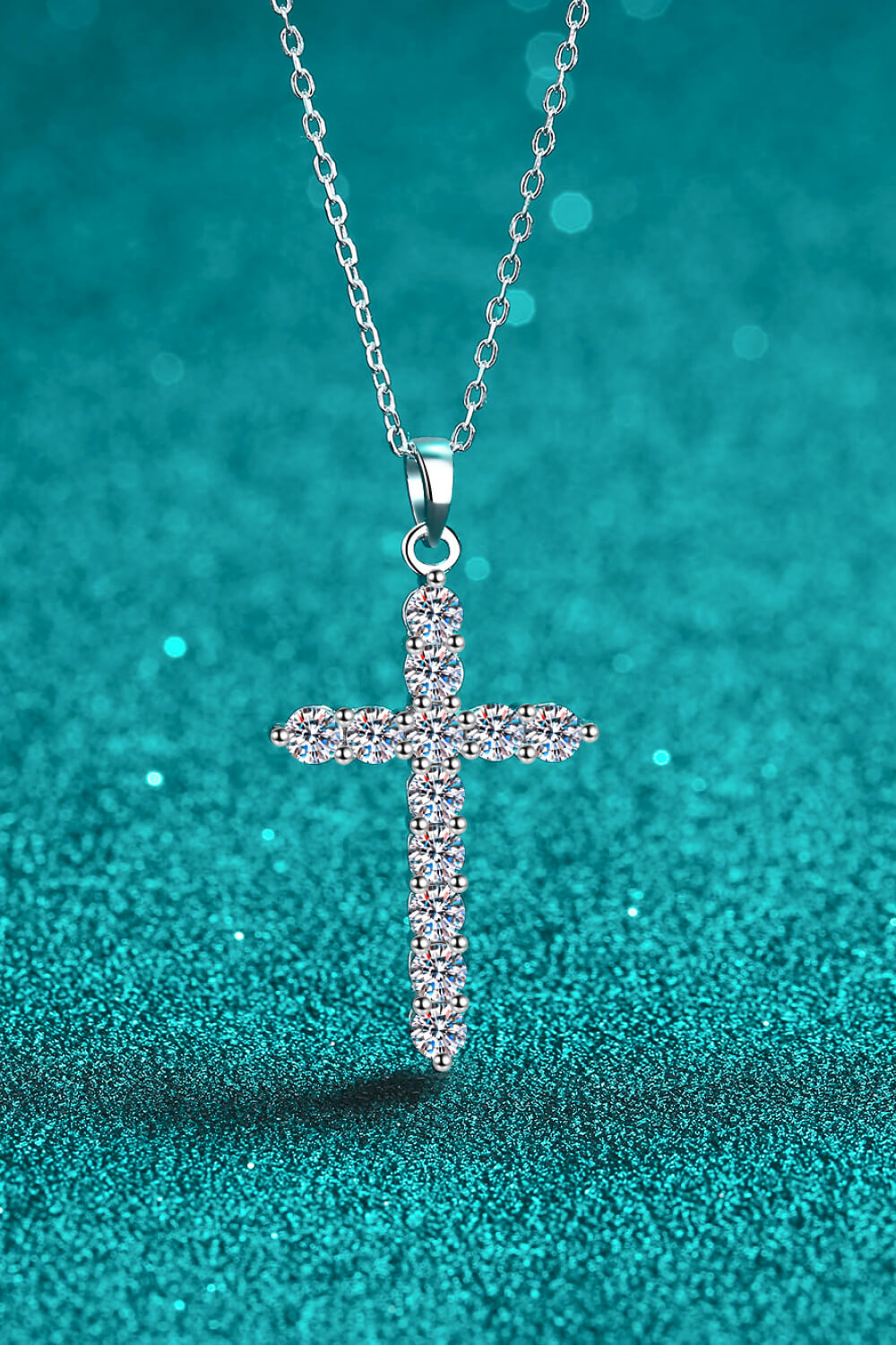 925 Sterling Silver Cross Moissanite 3.6 Carat Necklace