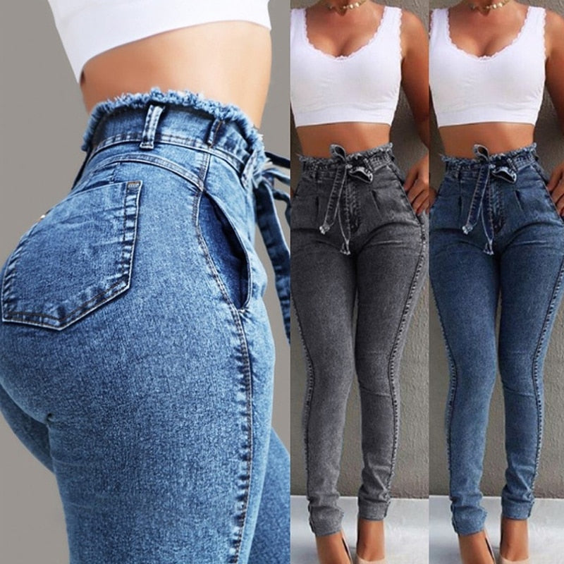 High Waist Stretchy Denim Print Pencil Pants (3 colors)