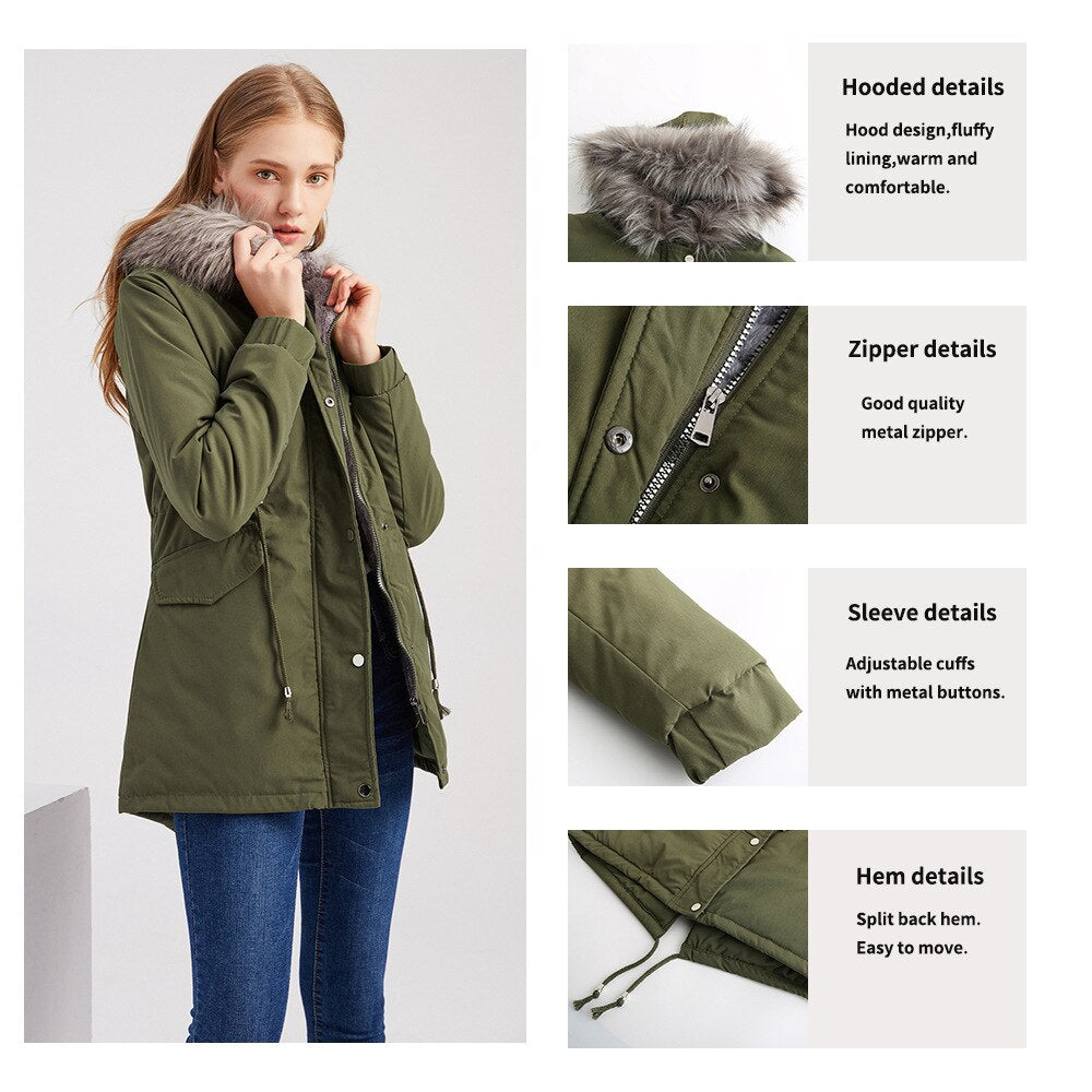 Fleece Lined Parka Jacket for Women (7 colors)