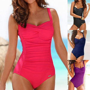 One Piece Solid Ruched Swimsuit