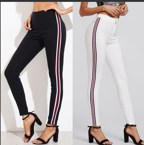 Contrast Tape Skinny Pants