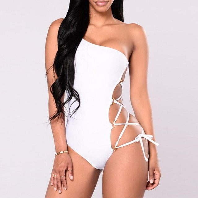 Lace Up One Shoulder Bodysuit