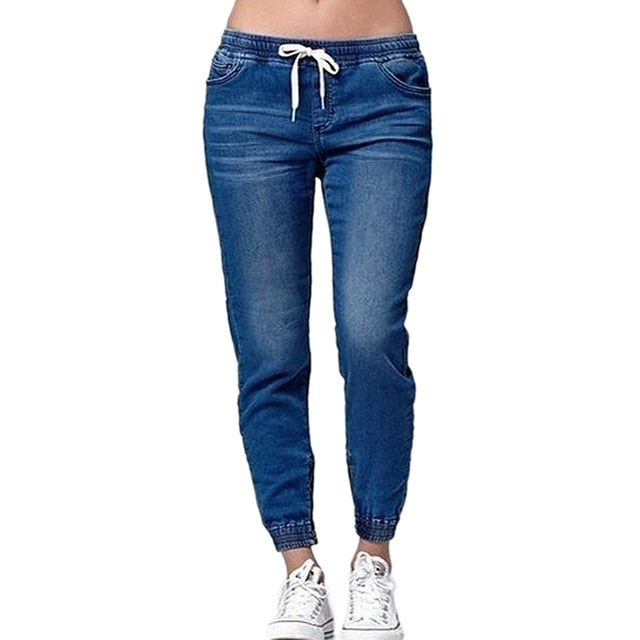 Vintage Mid Waist Drawstring Jeans