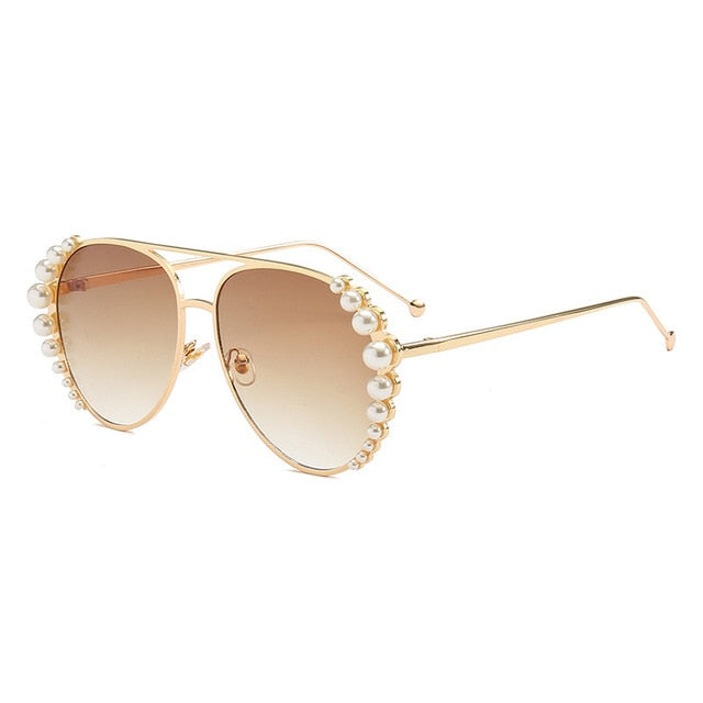 Personality Pearl Ocean Sheet Lady Sunglasses