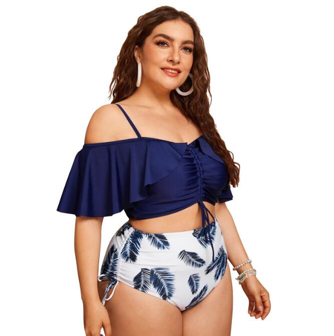 Ruffled Split Plus Size Swimsuit