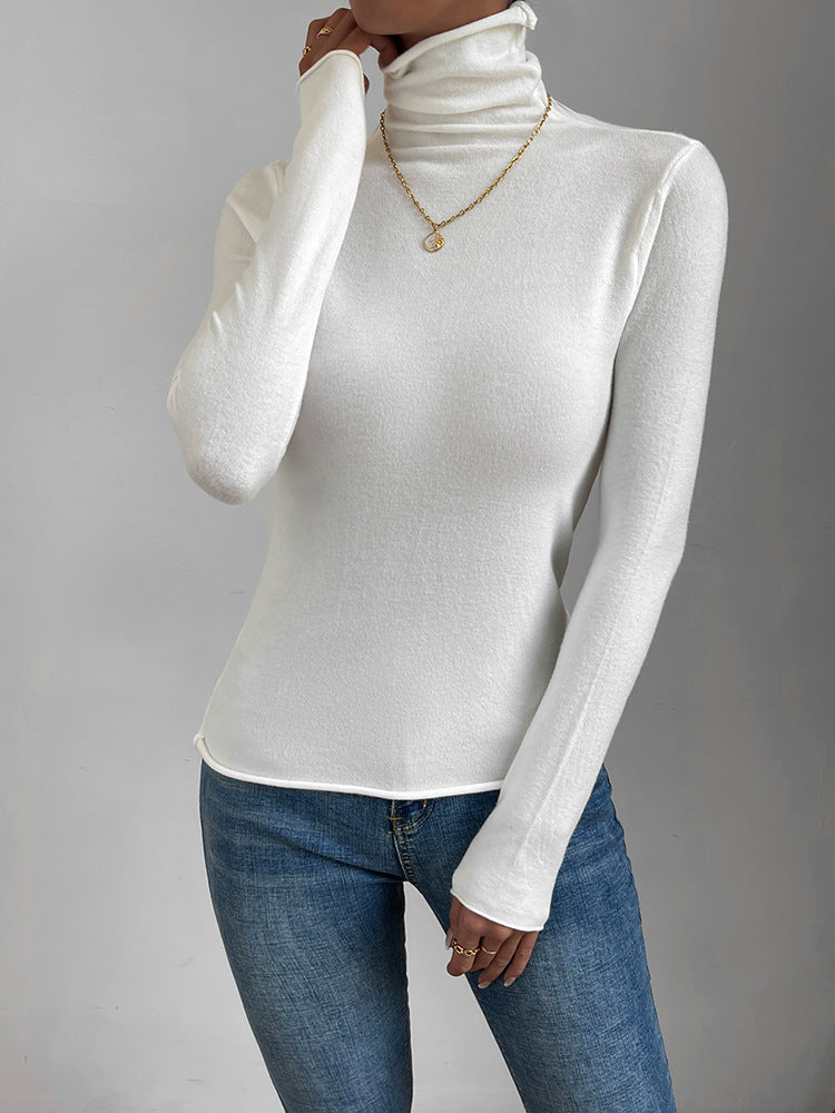 White Turtleneck Slim Fit Thin Sweater