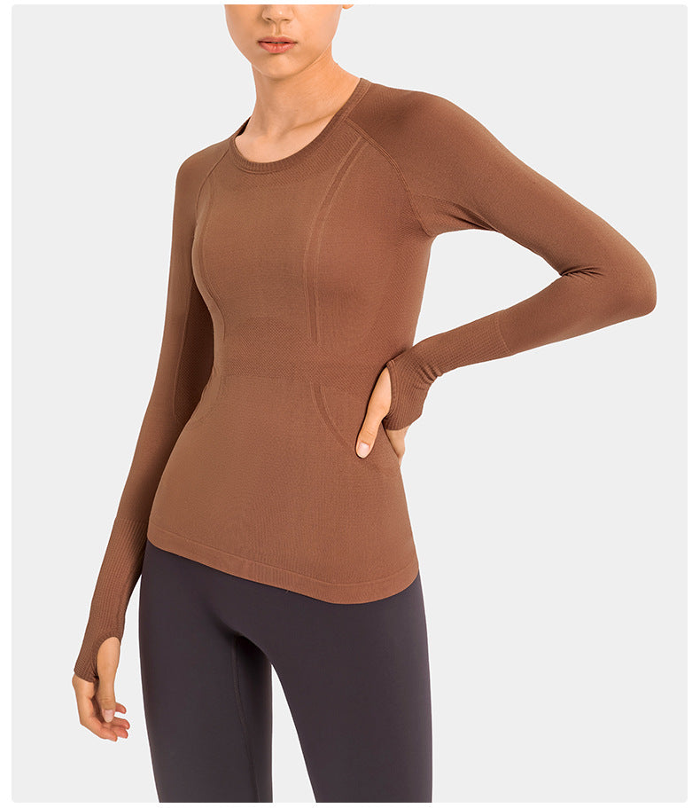 Round Neck Long Sleeve Lady Sports Shirt