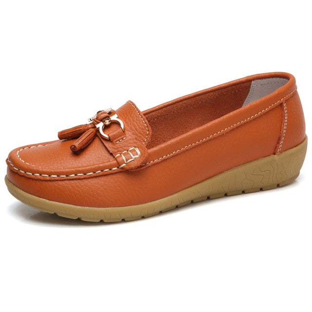 Genuine Leather Lady Loafers