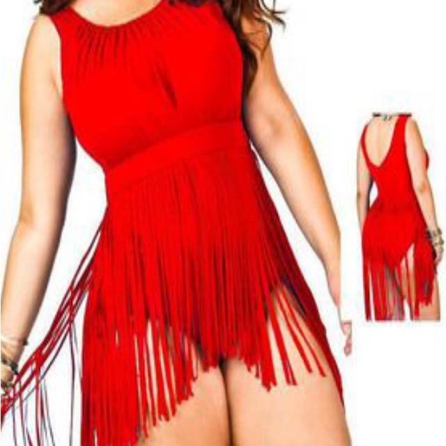 Monokini Plus Size One Piece Fringed Swimsuit