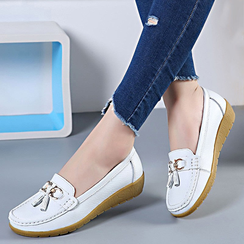 Genuine Leather Lady Loafers