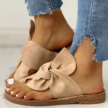 Load image into Gallery viewer, Bow Decor Suede Clip Toe Sandals
