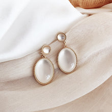 Load image into Gallery viewer, S925 Silver Needle White Moonlight Cat&#39;s Eye  Super Fairy Simplicity Drop Earrings