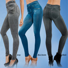 Load image into Gallery viewer, Faux Denim Mid Waist Velvet Skinny Pants with Pockets (3 colors)
