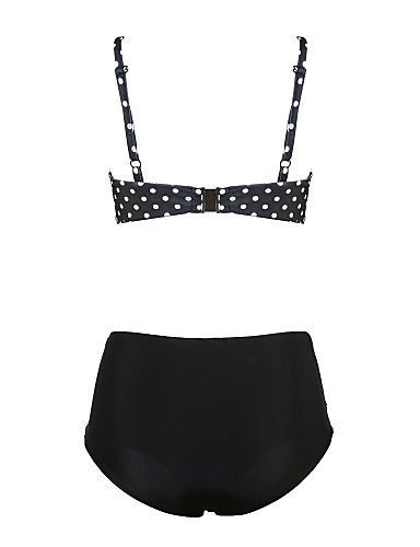 Polka Dot Split Plus Size Swimsuit