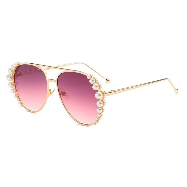 Personality Pearl Ocean Sheet Lady Sunglasses