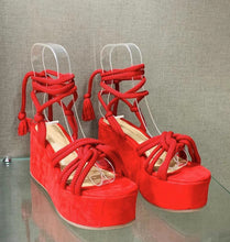 Load image into Gallery viewer, Lace Up Platform Wedge Sandals