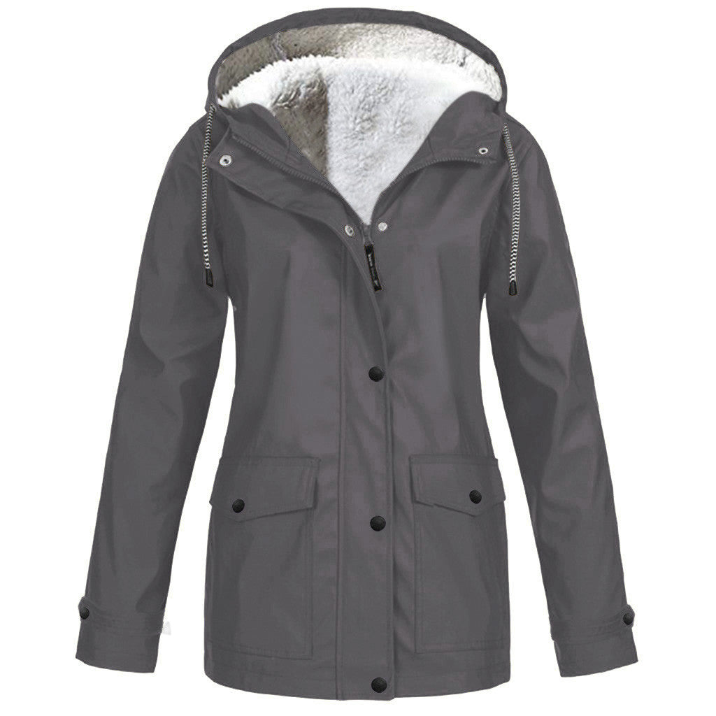 Ladies Plush Lined Rain Jacket (12 colors)