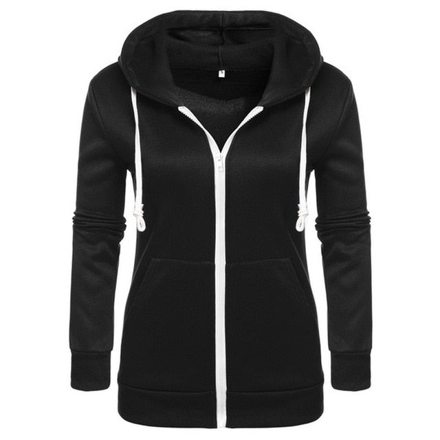 Ladies Solid Color Full Zip Hoodie (5 colors)