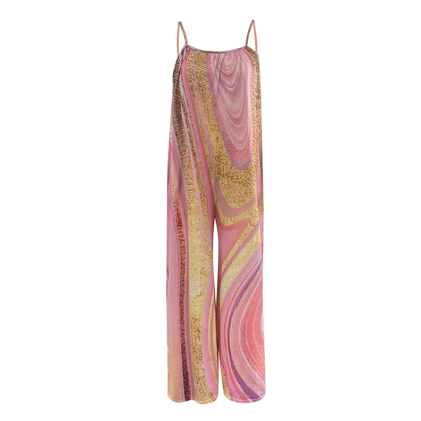 Tie Dye Loose Wide Leg Suspender Cami Jumpsuit