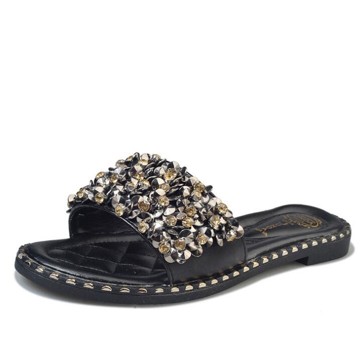 Crystal Rivets Lady Slide Sandals