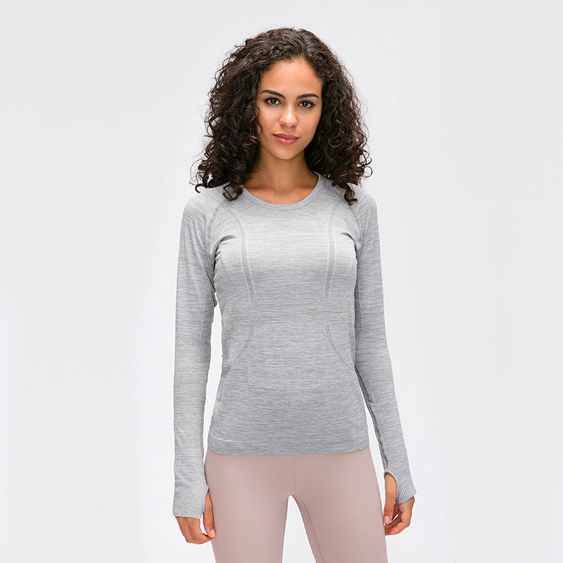 Round Neck Long Sleeve Lady Sports Shirt